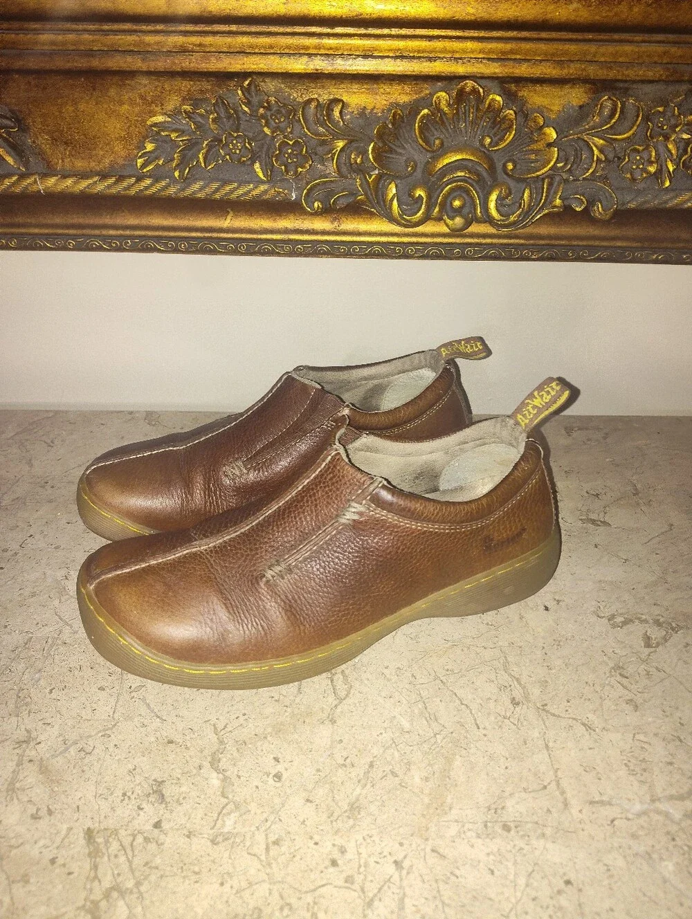 Vintage Dr Martens Brown Slip-On Unisex  Leather Casual Shoes